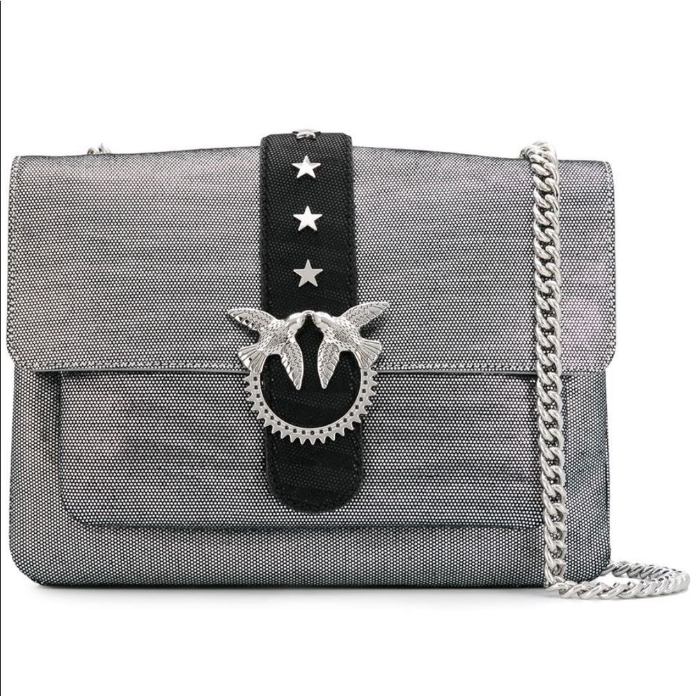 New Pinko Big Love Zebra Metal Shoulder Bag